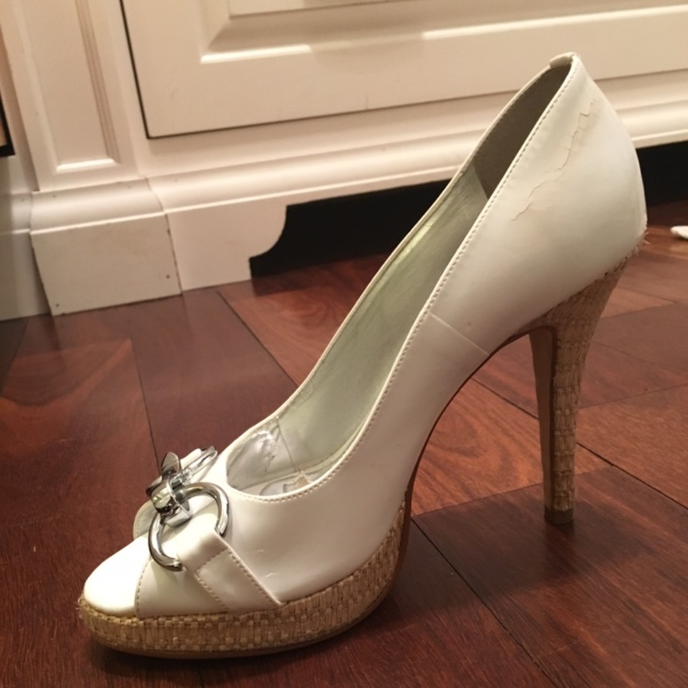 Sergio Zelcel white and tan high heels size 8